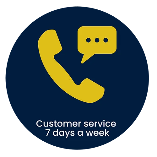 icon-customer-service Customer service 7 days a week